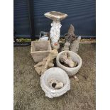 Large quantity of concrete statues and garden ornaments