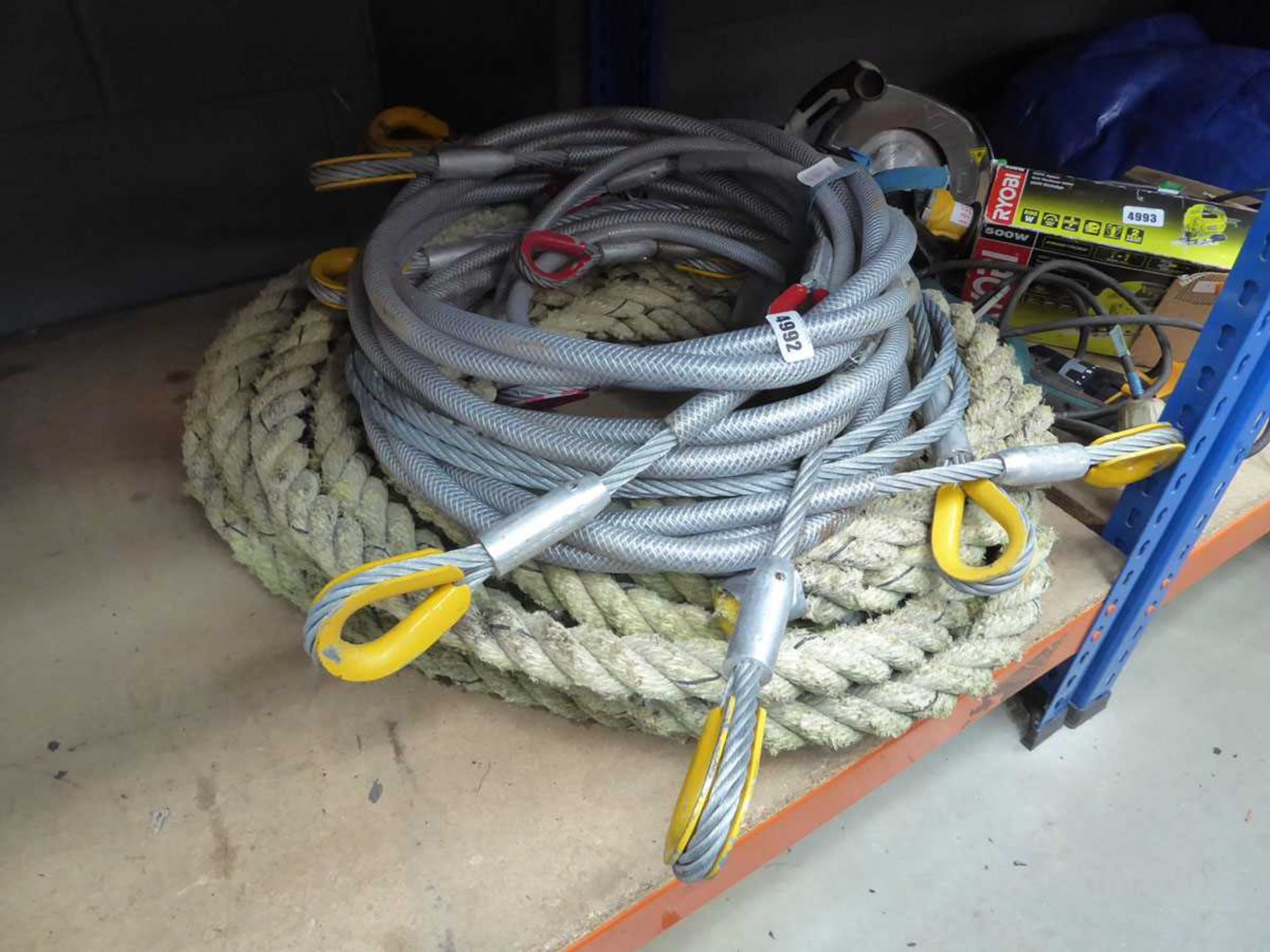 Heavy duty rope and plastic covered wire straps