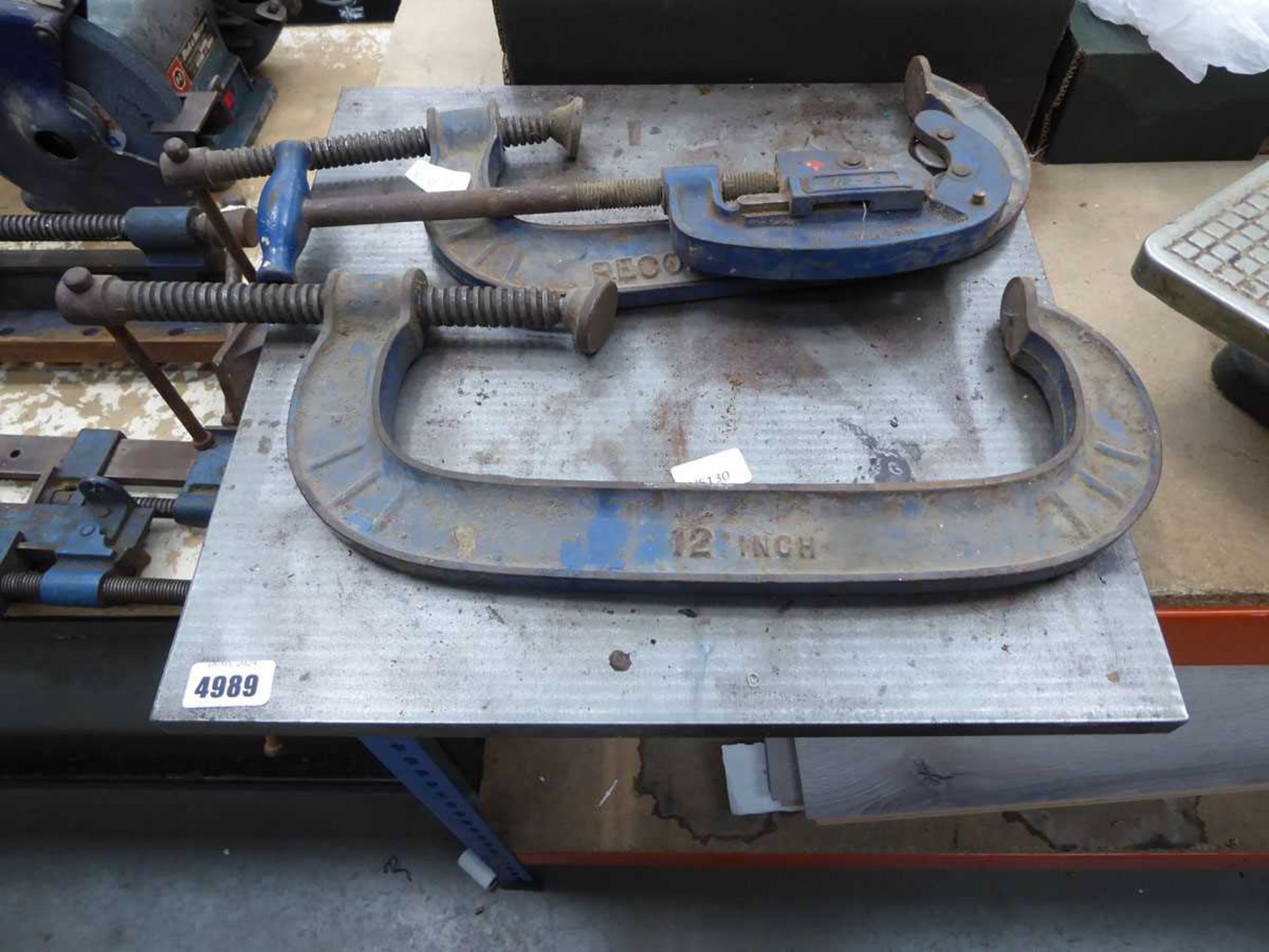 Pipe cutter, 2 Record clamps and an engineers surface plate