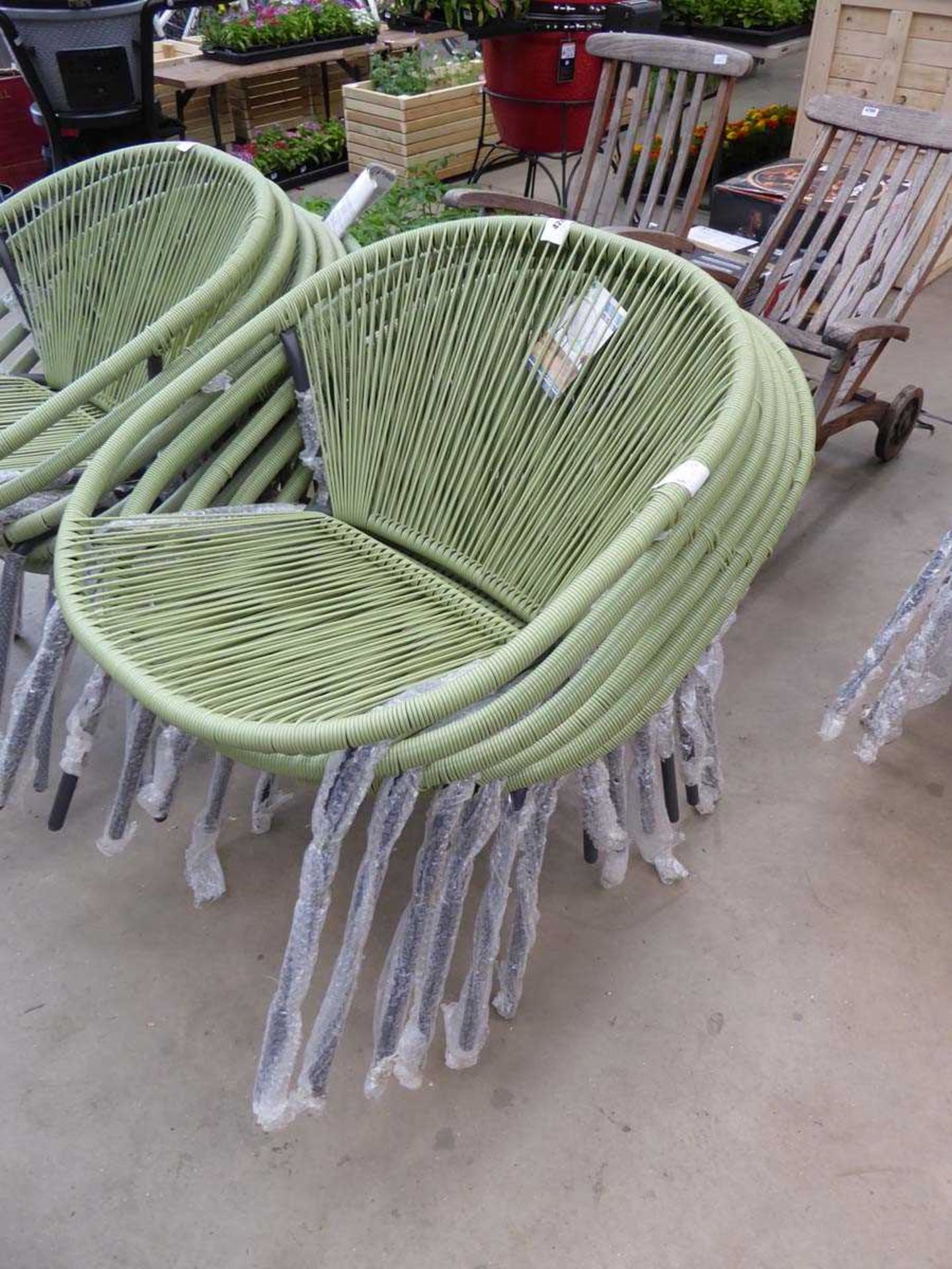 +VAT 6 green string style garden chairs