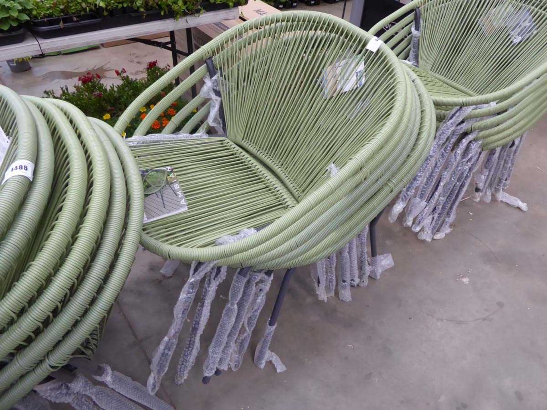 +VAT 6 green string style garden chairs