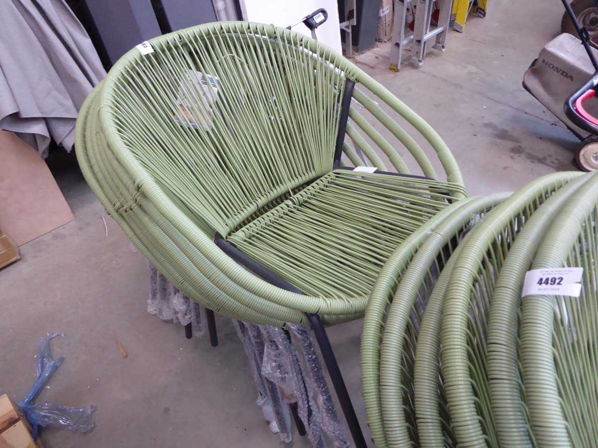 +VAT 6 green string style garden chairs