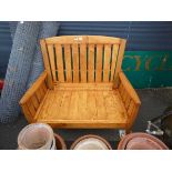 Large wooden 2 seater seat