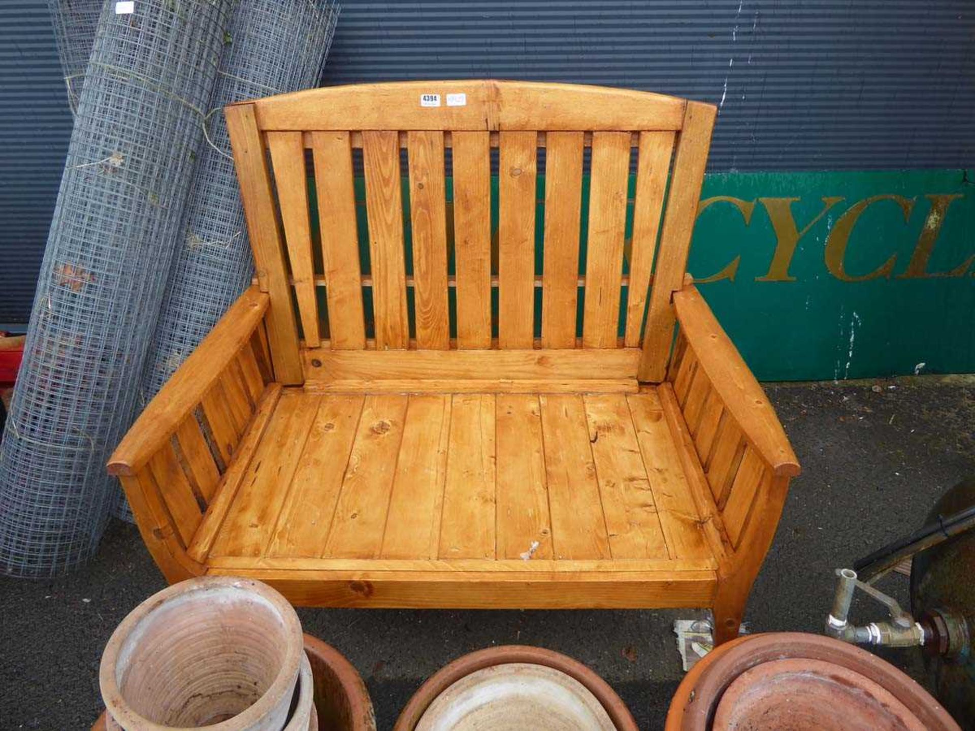 Large wooden 2 seater seat