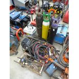 Qty of Oxy Acetylene welding regulators, masks and hoses