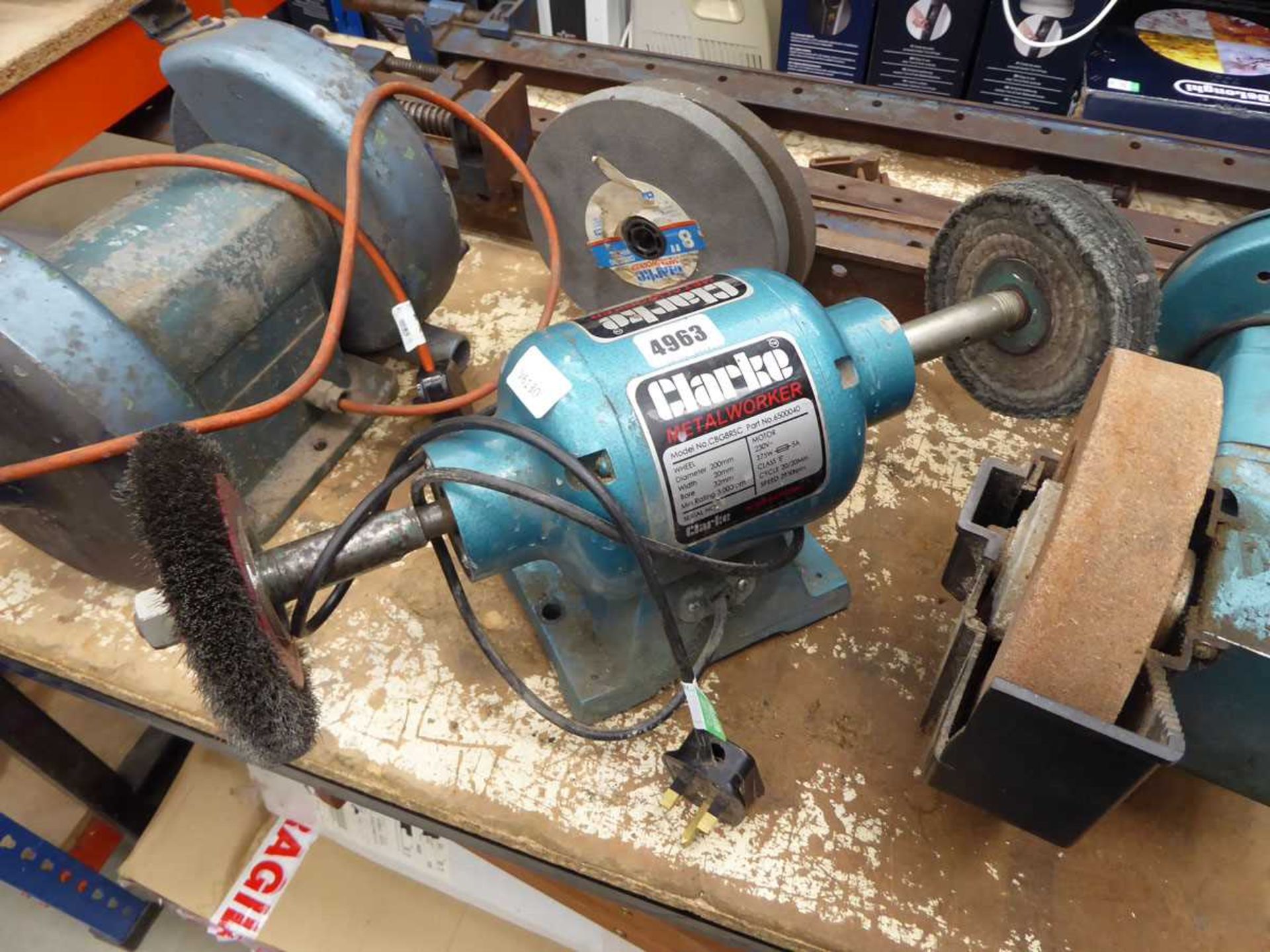Clarke 18" bench grinder with polishing head and wire brush
