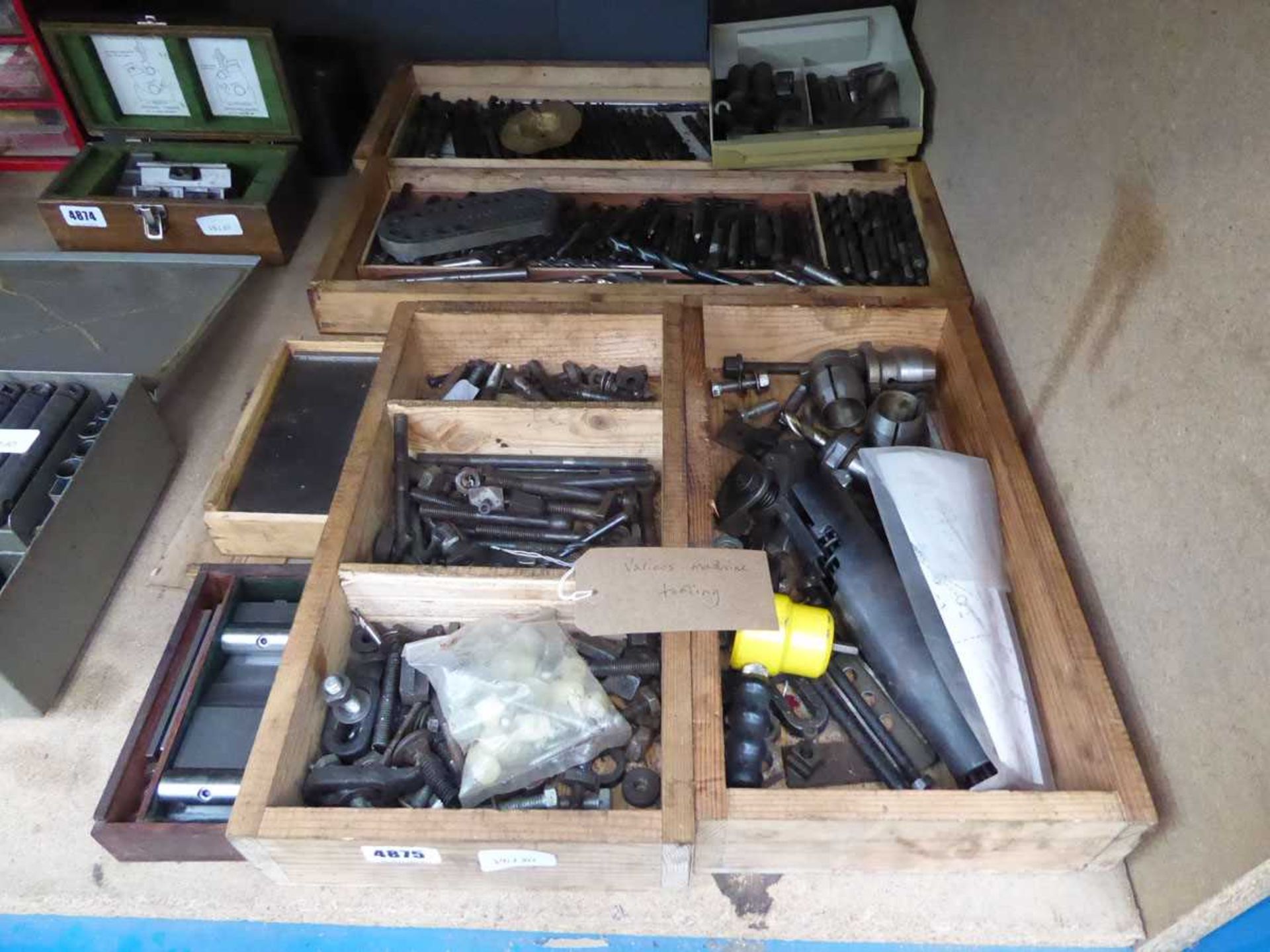 Large quantity of boxes containing various machine tooling