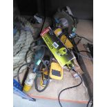 Ryobi jigsaw, Makita angle grinder, drill, circular saw and another grinder