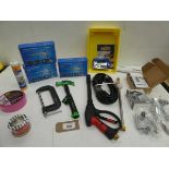 +VAT Project polishers, radiator draining kit, G clamp, claw hammer, pressure washer handle &