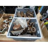 2 grey plastic boxes of machine tooling