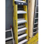 6 tread yellow and silver electricians style stepladder