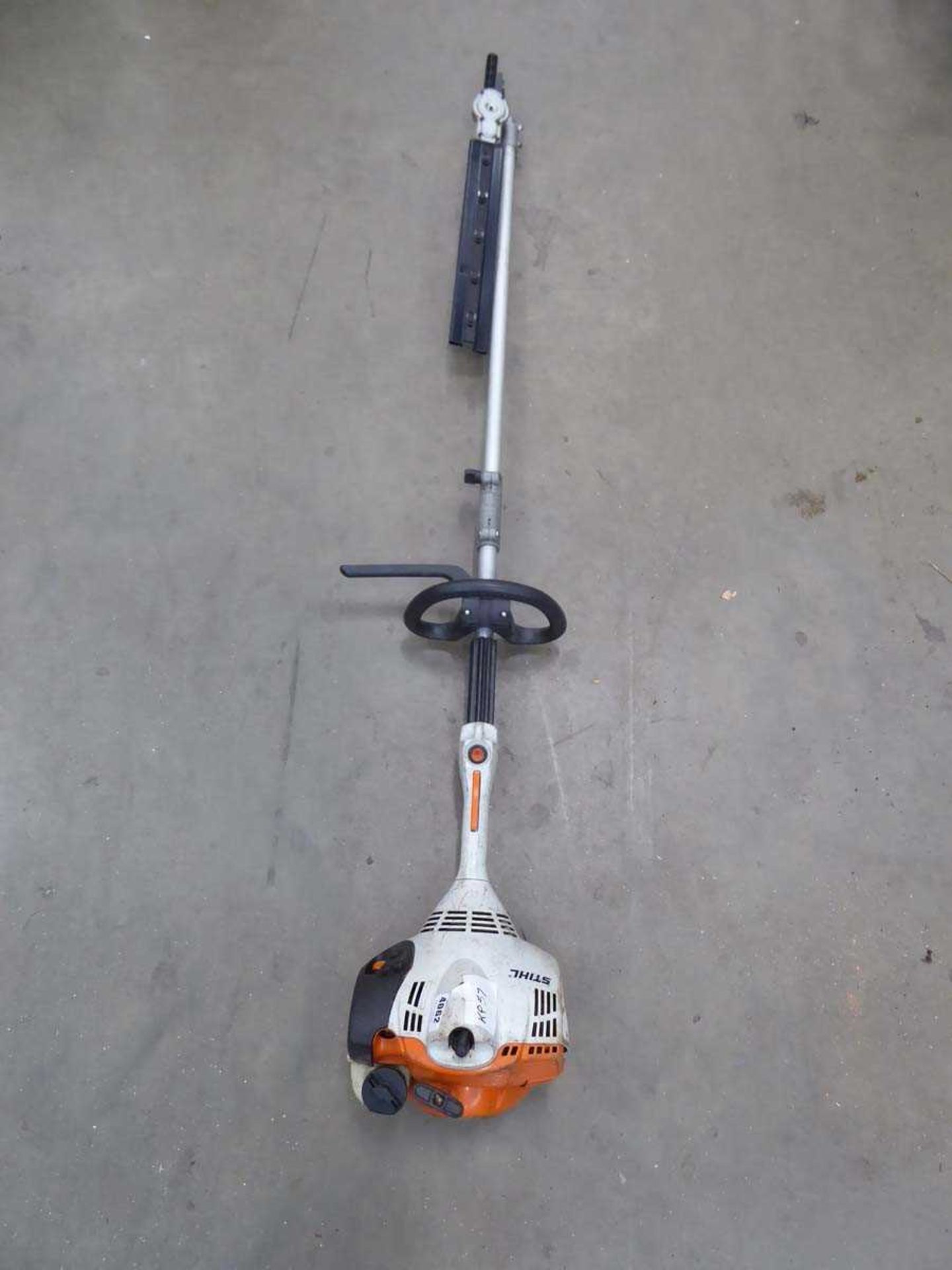 Stihl petrol powered long reach hedge cutter