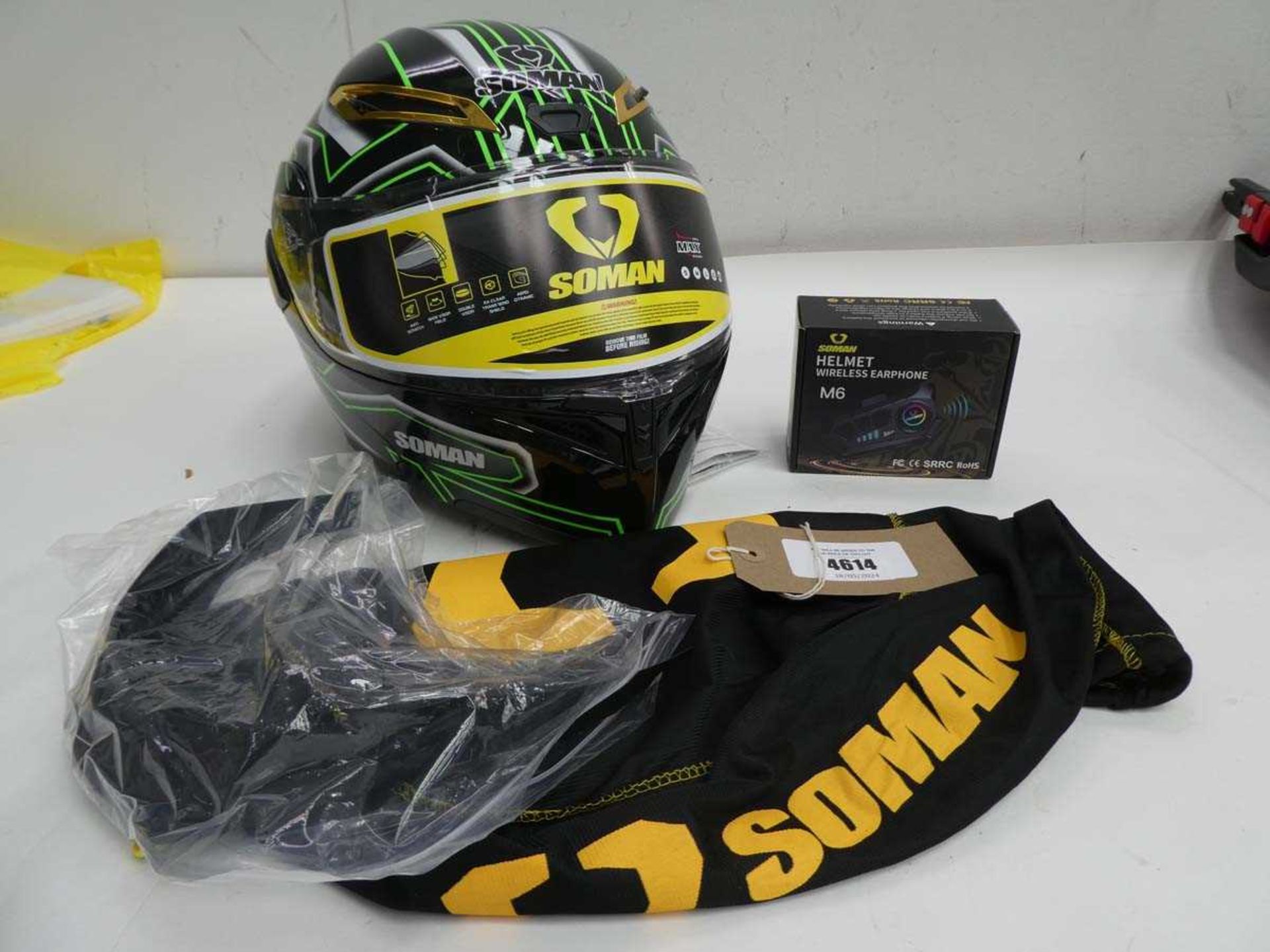 +VAT Soman Motorcycle helmet Size XXL and Soman Helmet wireless earphone