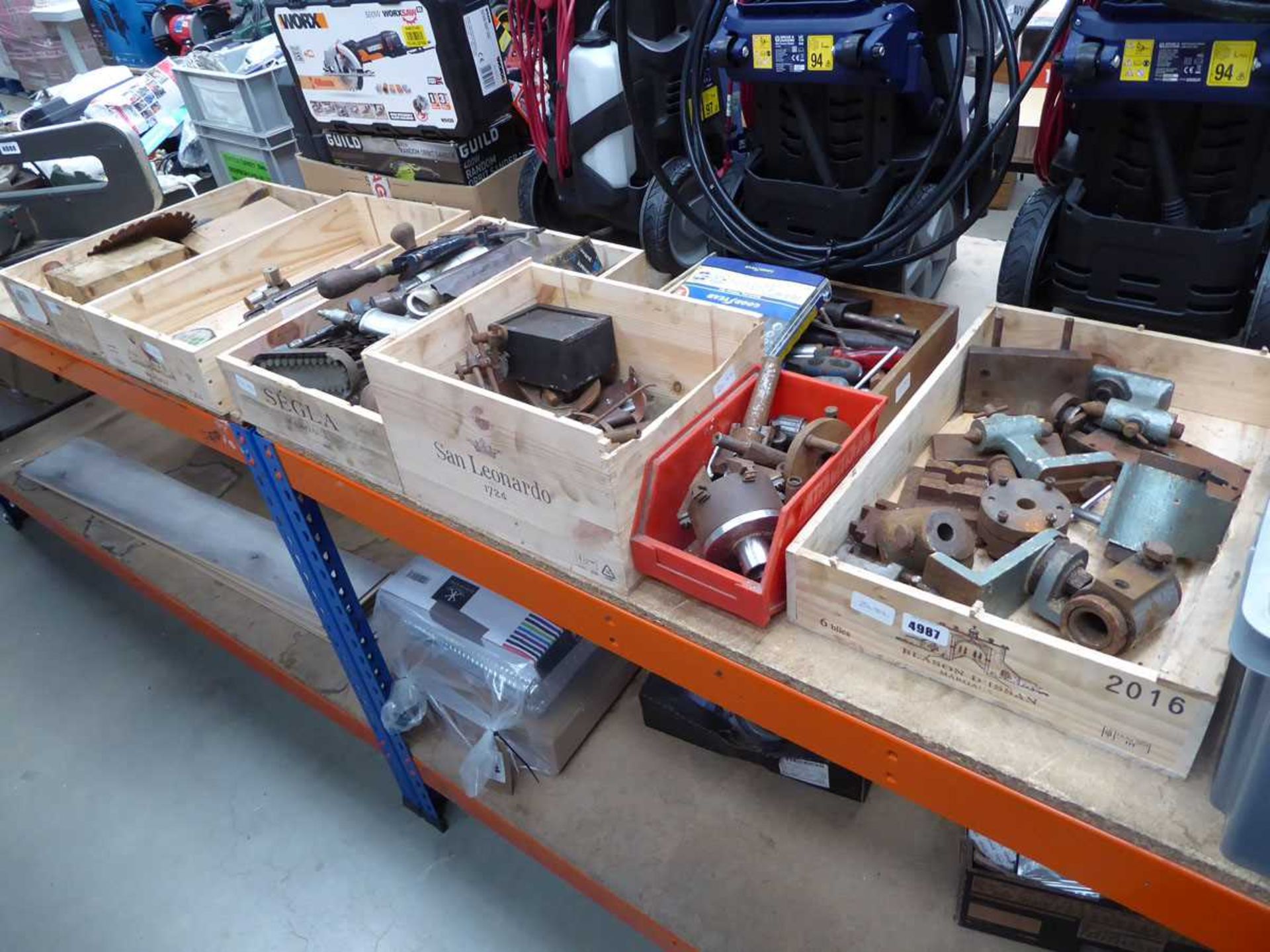 6 wooden crates of machine tooling