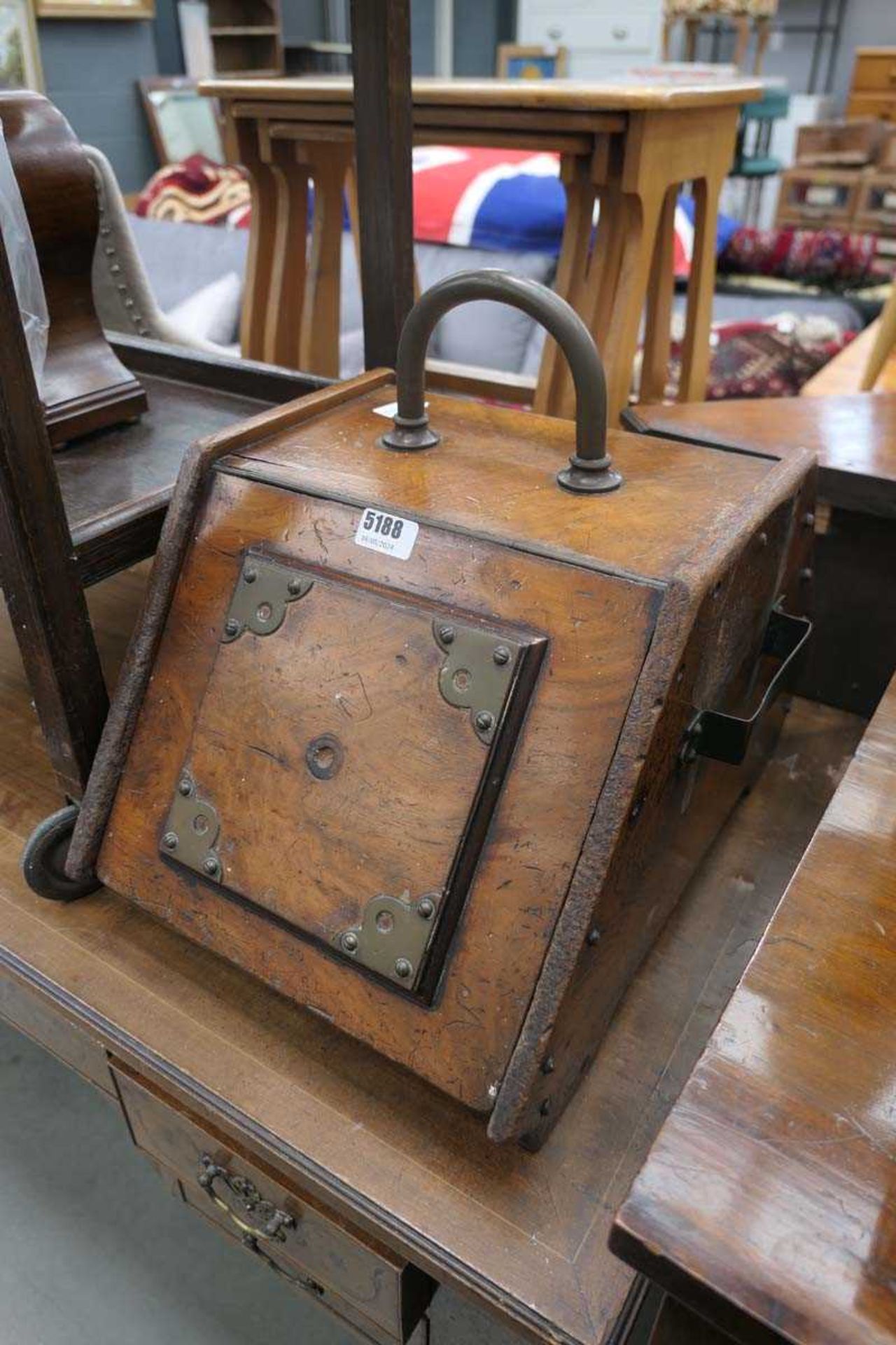 Wooden coal scuttle