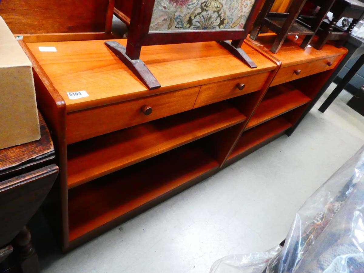 Two teak shelving units