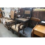 Six assorted chairs, to include floral upholstered, bergère rocking chair and others