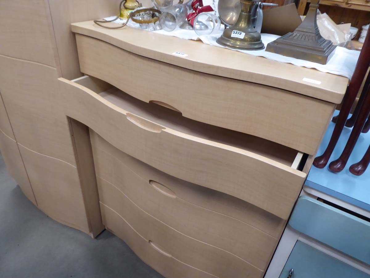 Contemporary design bow fronted chest of 6 drawers and matching wardrobe