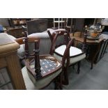 Four assorted dining chairs with mahogany frames