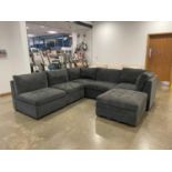 +VAT 5-section grey fabric corner sofa with footstool