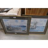 Two framed and glazed pictures of harbour scenes