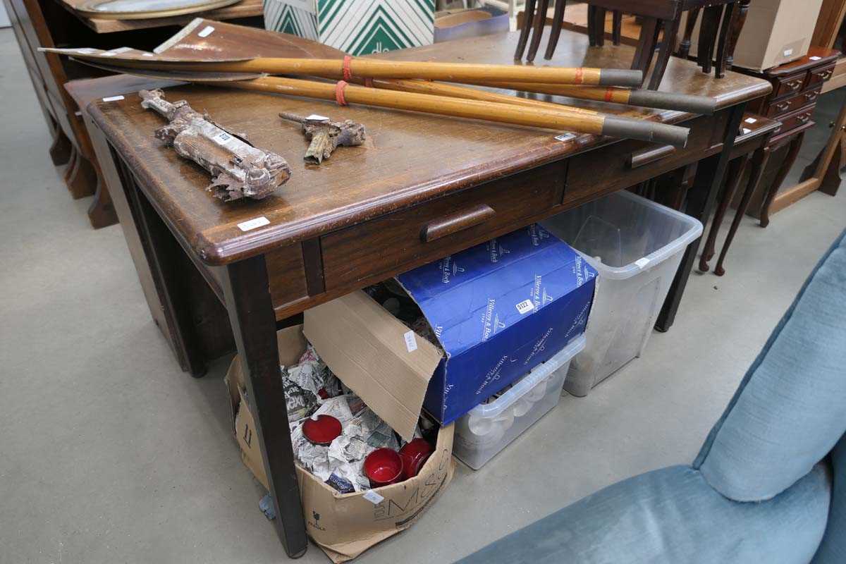 Dark wood 2 drawer desk