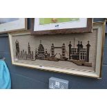 Embroidered framed picture of skyline of London