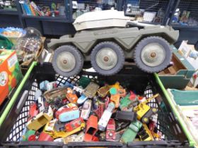 Single box of toys to include tanks, Diecast etc