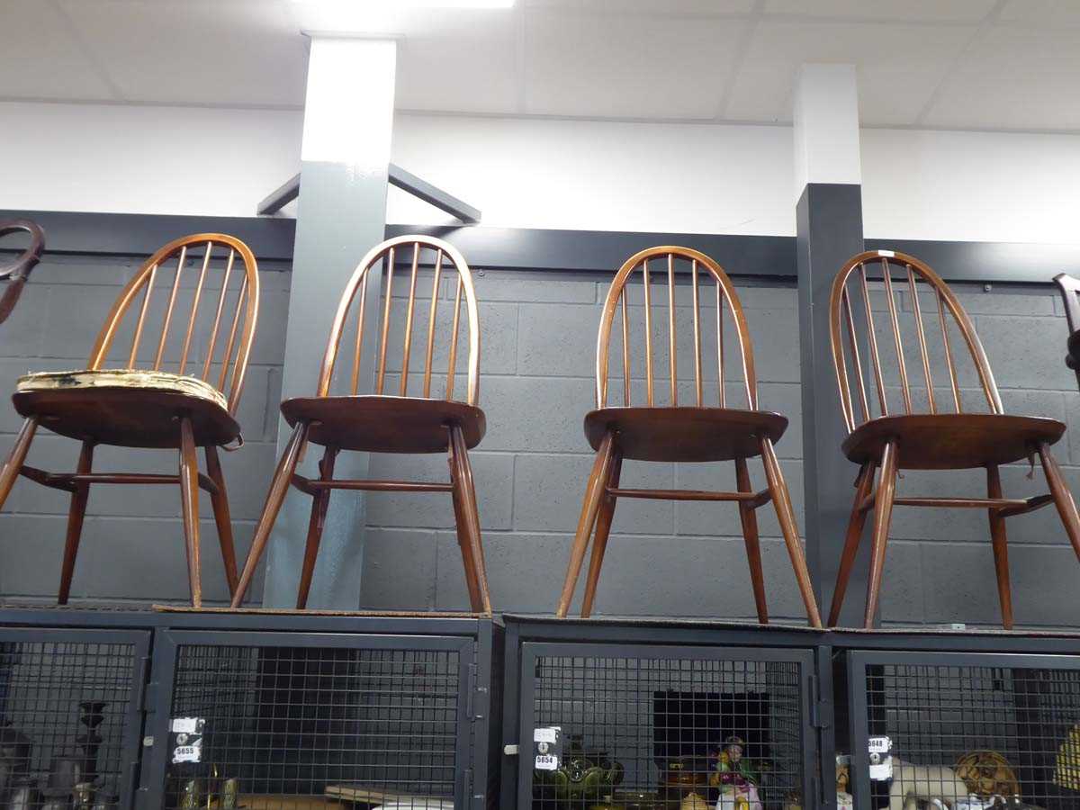 4 dark wood Ercol chairs