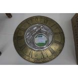 Art-Deco white metal disc and clock face