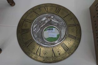 Art-Deco white metal disc and clock face