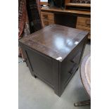 Dark wood lamp table with two drawers under