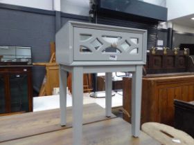 Grey painted bedside cabinet with single drawer