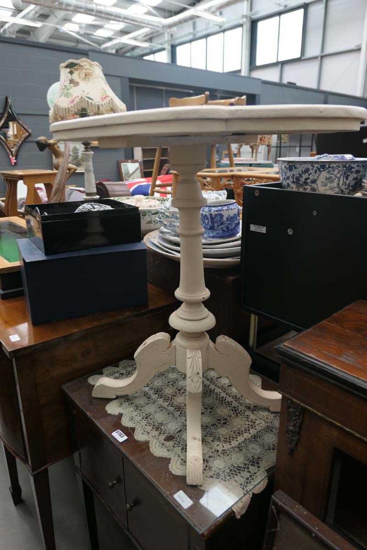 Cream painted single tripod based occasional table