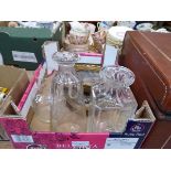 (2) Box of decanters, circular pitchers