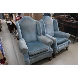 Two Dralon wingback armchairs