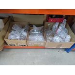 3 boxes of cut glass and moulded glass decanters, bowls and vases