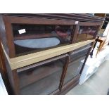 2 door glazed shelving unit in dark wood