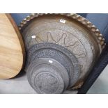 4 x assorted metalwork circular trays