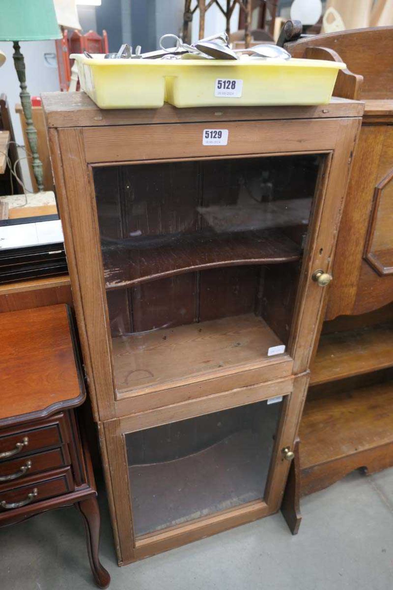 Stripped pine 2 drawer larder cupboard