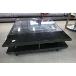 High gloss black mobile low coffee table