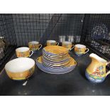 3 cages containing Royal Albert Old Country Roses, Japanese style tea set etc