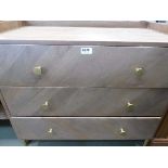 Contemporary 3 drawer chest of drawers with brass finished handles