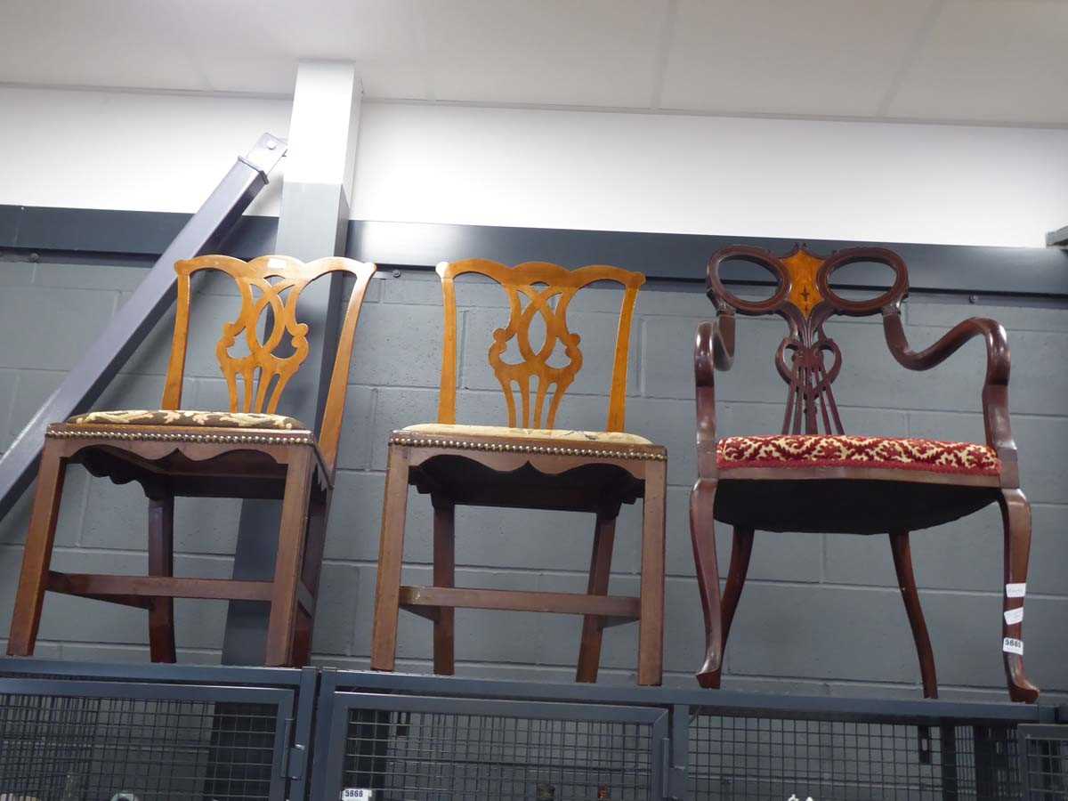 Three assorted chairs