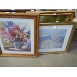 4 assorted prints inc, Monet, mountain scene, and flowers