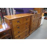 2 x pine 2 over 4 bedside chest of drawers and 2 x matching bedside cabinets