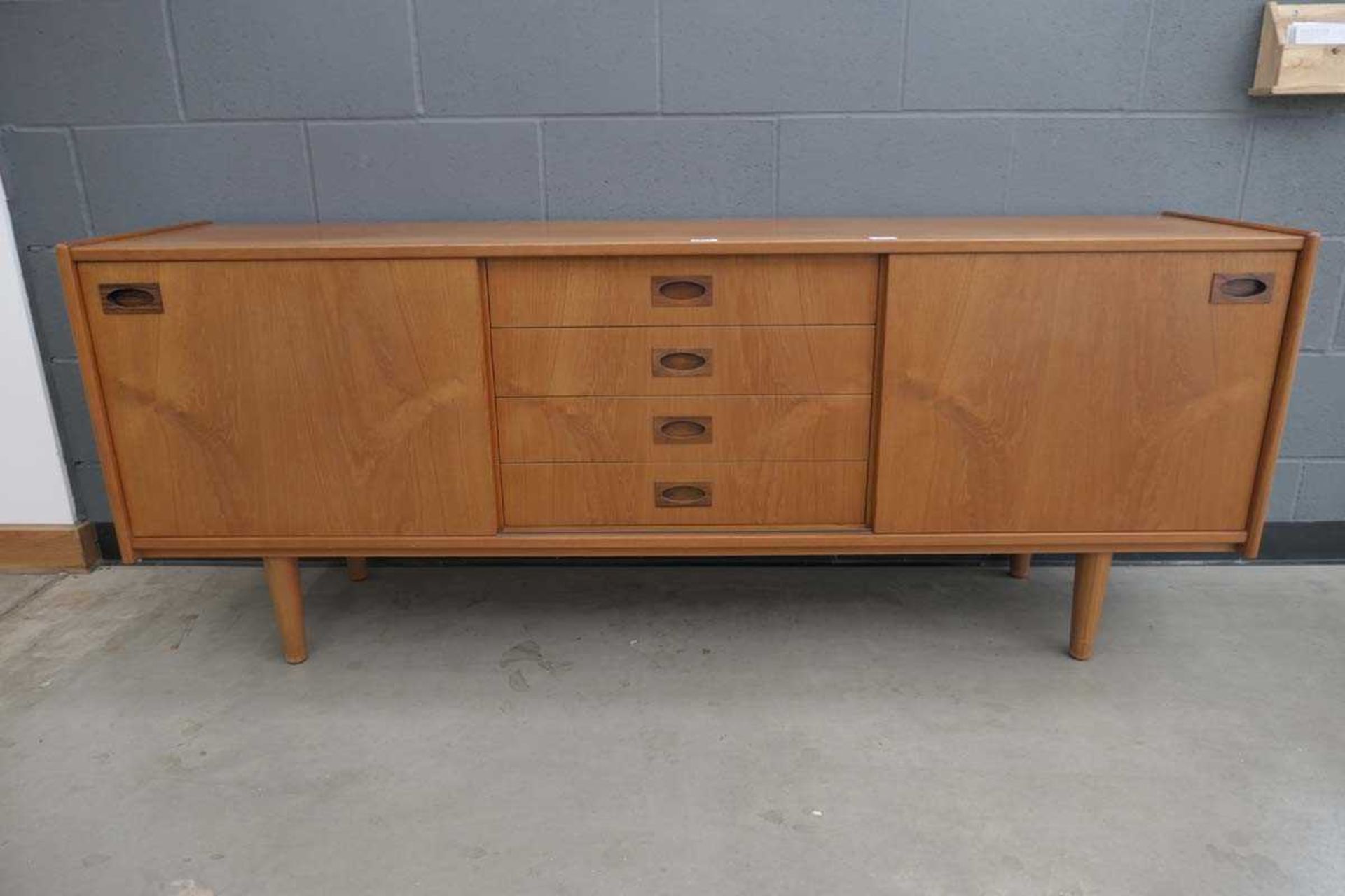 Danish style teak 2 sliding door sideboard with 4 drawers