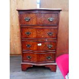 Reproduction walnut bow fronted chest of 4 drawers