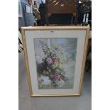 Framed and glazed picture of flowers
