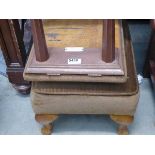 Gout stool and brown upholstered foot stool